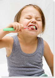 girl brushing teeth
